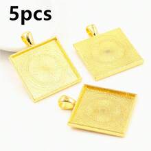 4 piezas de base de bisel de aleación de zinc de 25 mm para hacer joyas con colgante cuadrado en blanco, accesorios para manualidades - Ajuste de base de cabujón colgante - Ver 15