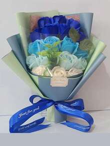 18pcs/Set Rose Flower Bouquet Scented Soap, 4 Colors Available (Red, Blue, Purple, Pink), Gift Box Packaging, Romantic & Elegant, Handmade, Long-Lasting Fragrance, Ideal For Valentine's Day Home Decor - Multicolor 6 - View 8