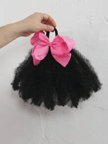 1pc Kids Afro Puff Soft Hair Luxury Kids Hair Buns Hand Feel Marley Kinky Bulk For Hair Girl With Elastic - Natural Black - View 10