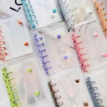 A7透明彩色便携式文件袋，双扣装订，可收纳偶像卡片、贴纸、日记本，可保存精美照片，可作相册使用，省钱实用，文具用品，笔记本，贴纸簿，办公用品，学习用品，返校季必备 - 彩色 - 查看 1