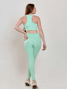 Basic Fitness Set With Pocket (Pants + Top) 11270/10750 - Mint Green - View 3