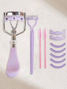 11pcs Eyelash Curler Set, Women Eyelash Brush Kit 1pc With Comb Eyelash Curler (With 2 Replacement Combs), 1pc Eyelash Separator, 2pcs Eyelash Rollers, 5pcs Eyelash Curler Replacement Pads, For Dramatic Curled Lashes, Home Use, Travel Portable, Commercial Use, Distribution, Girl Gift, Home Decor, Vanity, Bedroom, Affordable, Valentine's Day Gift - Mauve Purple - View 8