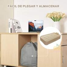 Colchon Inflable Con Bomba Y Almohadas, Inflable Individual Camping Cama De Aire Portatil, ColchóN Inflable Individual Bomba De Aire EléCtrica, Camping Reistente Plegable Comodo Para Descanso - Albaricoque - Ver 8