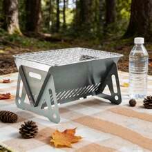 户外折叠式不锈钢篝火烧烤架，便携式烧烤炉，适用于露营、野餐和烧烤