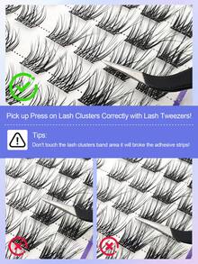 80pcs C-Curl Self-Adhesive False Eyelashes, 13-16mm, Natural Cat Eye Makeup Effect, Pre-Glued, Single Strand Delicate, DIY Elegant Makeup - Black - View 8
