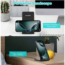 Dual Wireless Fast Charging Dock Station Compatible With IPhone 17 Air 16 15 14 Pro Max Plus 13 12 11 XS XR X 8, Compatible With Airpods 4 3 2 Pro 2 In 1 Charger Stand Multiple Devices Compatible With Samsung Galaxy Fold7/S25/S24 Ultra/S24/S23/S22 Buds 3/3 Pro (No Adapter) - Single Phone Charging - 查看 5