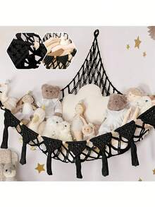 1pc Knitted Plush Doll Storage Triangle Net Bag, Can Be Hung As A Swing Or Hammock In The Corner, Cute And Practical As Decor - Multicolor - View 10