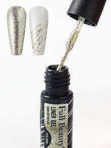 Sơn gel móng tay nhũ nhiều màu sắc 5ml, màu vàng hồng ánh sâm panh, tạo hiệu ứng đường kẻ lấp lánh, vẽ graffiti, kẻ sọc, nghệ thuật vẽ móng LED, dụng cụ làm móng, cọ vẽ sẵn, tự làm móng, cần thời gian sấy khô. - Nhiều màu - Xem 7