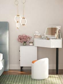 High-Quality, Elegant, Multifunctional Dressing Table With LED Mirror And Two Drawers; Stool Not Included. - White - View 6