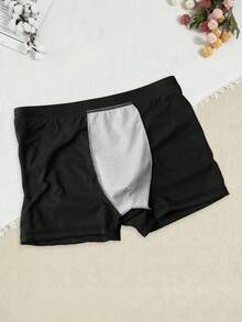 Men's Comfortable Underwear With Letter & Heart Print Pattern, Thin Breathable Stretchy Everyday Briefs - Black - View 4