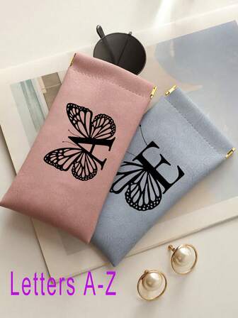 A-Z Letter Glasses Case, Sunglasses Storage Bag With Automatic Closure, Leather Eyeglasses Pouch, PU Eyewear Organizer, Great Gift For New Year, Mother's Day, Father's Day, Back To School