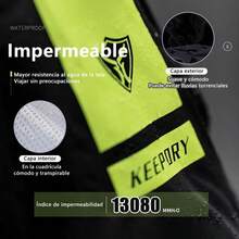 Trae de a Motocicl Refleante con Capuca Desmontable Conunto de Impermeable Moto con Cubia  Zapato para ore y Muer - Verde negro - Ver 4