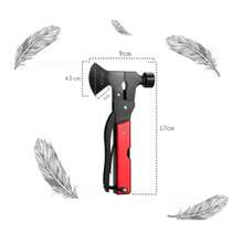 Multi Purpose Tool Axe Stainless Steel Portable Outdoor Camping Safety Hammer Anodized Aluminum Handle - Rojo - Ver 5