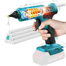 Pistola de pegamento de fusión en caliente con batería de litio, pistola de pegamento inalámbrica hecha a mano para el hogar, pistola de pegamento de fusión en caliente recargable de alta potencia - Azul - Ver 2