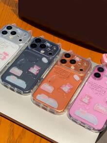 DIY Cute Funny Bear Snowman Tree Illustration Stickers Transparent Phone Case Compatible With IPhone 17 Pro Max 17 Pro 17 16 Pro Max 16 Pro 16 15 Pro Max 15 Pro 15 14 Pro Max 14 Pro 13 Pro Max 12 Pro 12 11 Girl Creative Cat Ears Clear Shockproof Cover
