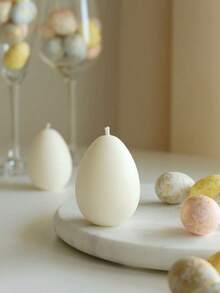 1个8合1硅胶蛋形模具，DIY复活节彩蛋香薰蜡烛模具，节日家居装饰/礼品摆件环氧树脂模具，手工艺品制作铸造模具，艺术装饰石膏模具 - 白色 - 查看 3