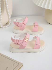 1 Đôi Sandal Cao Gót Thời Trang Cho Trẻ Em, Sandal Cao Gót Bé Gái Mẫu Mới 2026, Giày Yêu Thích Của Bé Gái, Sandal Đi Biển, Đế Dày Mềm, Sandal Đi Biển Phong Cách Bohemian, Sandal Dự Tiệc Ngày Lễ, Giày Dễ Thương Cho Bé Gái, Sandal Bền Chắc Có Khóa Dán - Hồng - Xem 4