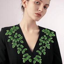 4 Pairs  Lace Forest Leaves Vine Applique Patches Leaf Sewing Embroidery Applique Bohemian Shoulder Collar Embellisent Decorative Patches Clothing Bags Accessory - White - View 4