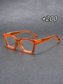 男士时尚老花镜，新款经典复古方形镜框，个性化拼接设计，休闲百搭，舒适护眼，适合日常佩戴、电脑使用、阅读，100-400度可选 - 透明 - 查看 20