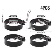 2pcs/4pcs 7.5cm Diameter Stainless Steel Egg Rings With Heat-Resistant Handle, Egg Mold For Fried Eggs, Tamagoyaki, Pancakes, Kitchen Cooking Tool, Breakfast Essentials, Great Gift - Multicolor - View 4