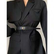 1pc Women's High-End Decorative Slim Waistband Belt, Suitable For Dresses, Blazer Jackets, Fashion Wide Waist Belt, Black Fall, Autumn, Halloween - màu đen - Xem 2