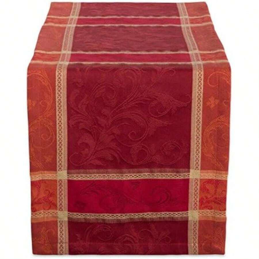 DII Holiday Collection, Mesa de Navidad a Cuadros, Mantel de 52 x 52 Pulgadas, fogata(183 x 5 cm (Rectangular)) - Multicolor - Ver 1