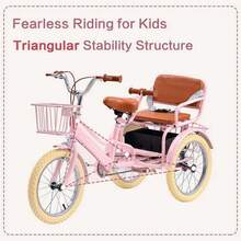 Kid Stricycle, 16 Inch Girls Tricycle For Kids 4-9 Years Old, Dual Handbrake Boys Tricycle With 2 Seats, 3 Storage Baskets, Multiple Colors - Pink - View 4