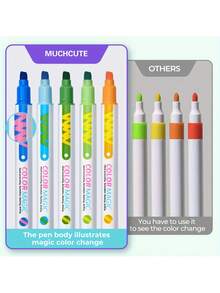 12/6/8 PCS Magic Color-Changing Pens - Dual Tip Pastel Fluorescent Highlighters, Cute Aesthetic Office Supplies For Girl, Back-To-School & Note Planner, Note Planner Pens | Playful Design | Durable Markers, Cute Pens, 0, ., School Supplies - Multicolor - View 9