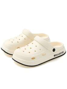 男女通用镂空鞋，2025新款夏季户外EVA防滑极简凉鞋，女士及情侣沙滩拖鞋 - 白色 - 查看 4