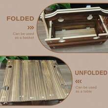 Picnic Basket Tabla 2 en 1 Madera 13x5.5x8.85 Canasta de picnic con mango Mesa de picnic pastoral portátil con soporte de copa de vino para parque de jardín de jardín al aire libre mesa de canasta d - Estilo 1 - Ver 7