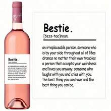 6pcs Self-Adhesive Funny Happy Birthday Wine Bottle Labels, Suitable For Men And Women, Friendship Gift, Birthday Gift, Wine Bottle Stickers, Cute Aesthetic Small Items, Unique Single Item, Valentine's Day Gift Labels - White - View 3