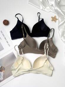 3pcs/Set Adjustable Strap Bras For Teens, Criss-Cross Back Strap And Front Closure Design - Seamless, Comfortable And Fashionable - Multicolor - View 2