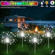 1個/2個/4個 太陽能戶外煙火燈，防水 8 種照明模式，60-720LED DIY 景觀燈，適用於露營、野餐、派對、花園、院子、露台、小徑、草坪和聖誕節裝飾 - 黑色 - 查看 3