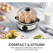 PZW Elite Gourmet EGC724SS - Caldera de huevo eléctrico fácil huevos de omelette y suave mediana y dura con apagado automático y zumbador taza de medición incluida sin BPA 7 acero inoxidable2537 - Acero inoxidable - Ver 6