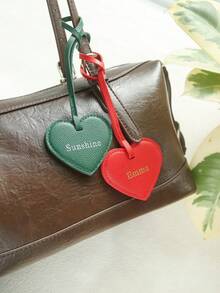 个性化姓名心形PU皮革行李牌，可定制金/银字母组合，适用于行李箱、手提包或背包，时尚可定制标签，情人节、圣诞节、生日或周年纪念日送给女性的理想礼物 - 彩色 - 查看 7