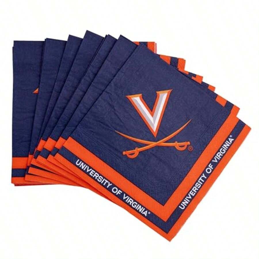 DUniversity Of Virginia Disposable Napkins Cavaliers UVA Wahoos 20 Count 2 Ply 13 Inch Square Party Celebration Design A - Multicolor - View 1