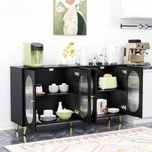 Mid Century Modern Accent Cabinet, Sideboard Buffet With Acrylic Doors, Multifunctional Console Table With Storage For Living Room, Kitchen, Entryway - Black - View 2