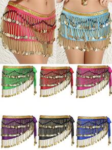 女士嘉年华肚皮舞腰裙吊带波浪臀巾舞臀巾裙性感女士百褶裙 - 彩色 - 查看 3