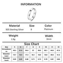 1pc Simple  925 Sterling Silver 3MM/4MM Width Couple Rings Wedding Bands Anniversary Gift For Men / Women Valentine's Day - Silver - View 20