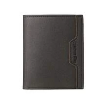 Cartera para Hombre Cartera Corta Simple Ranura paraúltiples Tarjetas Patrón de Lichi Costura Horizontal Cartera de Cuero - Azul oscuro [firme] - Ver 19