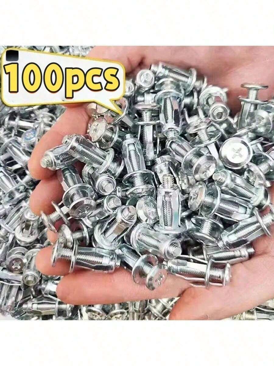 MEFENY 100pcs Tuerca Metálica e Tornillo de Expansión Tuerca Pétalo Vástago Hexagonal n Forma de Pétalo a prueba de óxido fácil de instalar fijación de pared hueca para todo tipo de paredes, colgantes,Tuercas de mariposa, tornillos con pétalos, tacos de expansión con pétalos para cortinas, abrazaderas de expansión con pétalos, remaches de pétalos, pernos de bloqueo para tableros de pared, M4x25, M5x25 y M6x25,Juego de tuercas de gato de acero galvanizado, kit de tuercas de gato cortas con inserto roscado de cabeza plana de alta dureza, para paredes huecas de hierro, plástico, metal delgado, pared blanda delgada ,Las tuercas metálicas con forma de pétalo son adecuadas para una gran variedad de aplicaciones, como la fijación de estanterías, espejos, armarios, accesorios de iluminación, etc. a paredes huecas. Adecuadas para materiales plásticos y paredes finas o blandas. - Plateado - Ver 1