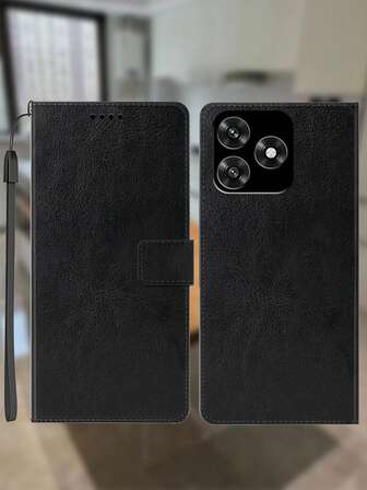 Plånboksfodral med korthållare i PU-läder med rem för Xiaomi, Redmi, Honor, företag, retro, present