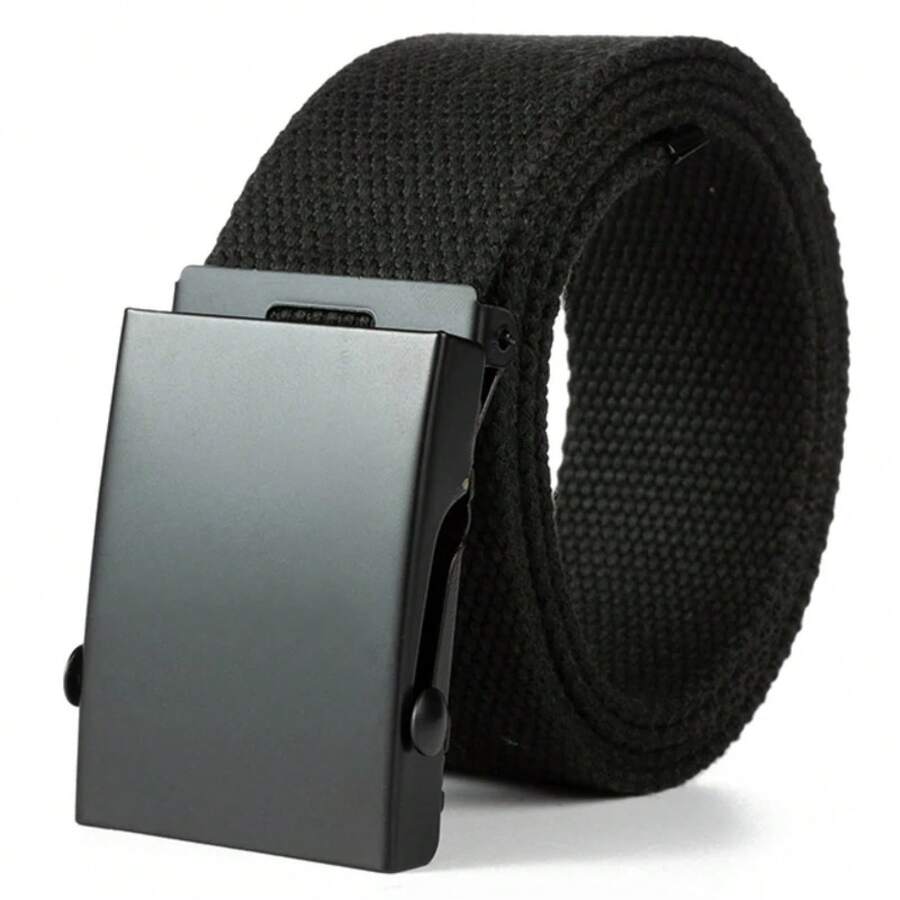Durable Men's Nylon Belt - Fashionable Black, 1.5inch Width, Casual Canvas Belt With Textured Pattern And Sturdy Metal, Suitable Jeans, Casual Accessories| Textured Pattern Belt| Premium Craftsmanship - 灰色 - 查看 1
