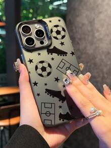 1pc Football Pattern Design Shockproof Scratch-Resistant Protective Phone Case, Suitable For Travel Enthusiasts, Compatible With IPhone XR/11 Pro Max/7P/8P/12 Pro/12 Pro Max/13 Pro/13 Pro Max/14 Pro/14 Pro Max/15 Pro/15 Pro Max/14/15Plus/16E/16 Pro/16 Pro Max/17 Pro/17 Pro Max/Air/SMART8, Galaxy A55/A15/S23/S24/S25 Ultra - Black - View 8