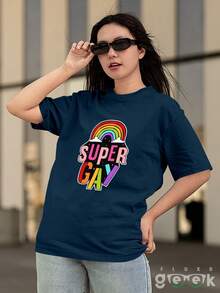 Super Gay LGBT Pride Rainbow T-Shirt REF 3310 FLUXO GEEK - Màu xanh hải quân - Xem 6