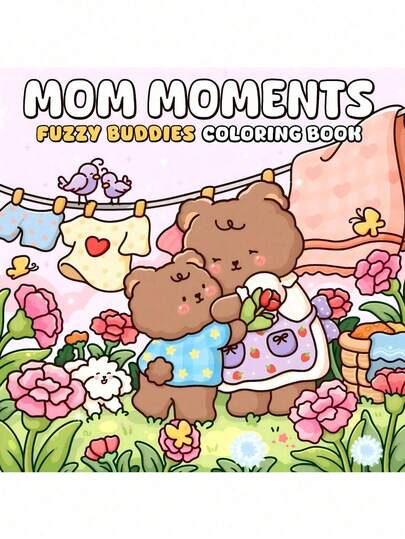 1 Libro "Tiempo de mamá" Libro para colorear conmovedor [Lindo] Libro de pintura de garabatos para niños, que contiene patrones adorables de animales, juguetes de pintura Montessori, regalo creativo. Libro para colorear fácil de colorear con contornos, que contiene patrones de plantas, libro para colorear para adultos [Juego de 12 marcadores de color]