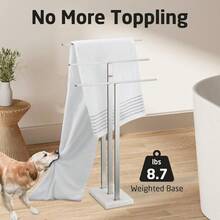 Standing Towel Rack 3-Tier With Heavy Marble Base Free Standing Towel Racks For Bathroom Floor SUS304 Stainl Steel Brushed Finish BTH217S3-2 - 拉絲飾面 - 查看 2
