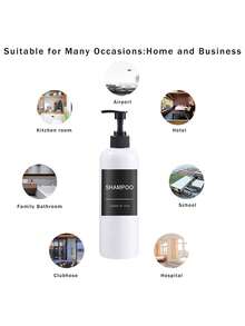 2/3 piezas Botellas dispensadoras de plástico recargables de 500ml con 6/8/12 etiquetas, aptas para jabón de platos/champú/jabón de manos/acondicionador/loción/gel de baño/limpiador facial, se pueden usar como regalos o decoraciones navideñas