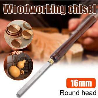 16mm Round-Head Woodworking Chisel, High-End Turning Wood Knife, High-Speed Steel Woodworking Turning Knife, Engraving Knife