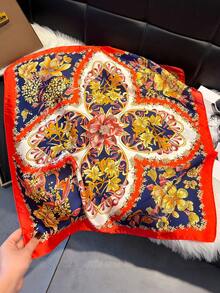 1条优雅印花波西米亚风27.5英寸方形围巾，男女通用，适合休闲和街头穿搭，可作头巾、发带、头巾、户外防晒配饰，为您的造型锦上添花。 - 紅色 - 查看 2